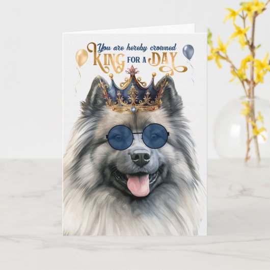 Keeshond Dog King für Day Funny Birthday Karte (Gelbe Blume)