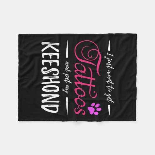 Keeshond Dog Lover Tattoo Funny Dog Mama Geschenk Fleecedecke (Vorderseite (Horizontal))