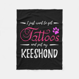 Keeshond Dog Lover Tattoo Funny Dog Mama Geschenk Fleecedecke