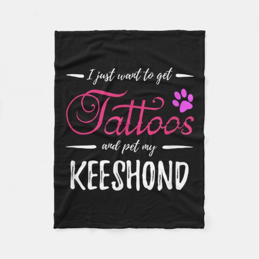Keeshond Dog Lover Tattoo Funny Dog Mama Geschenk  Fleecedecke (Vorderseite)