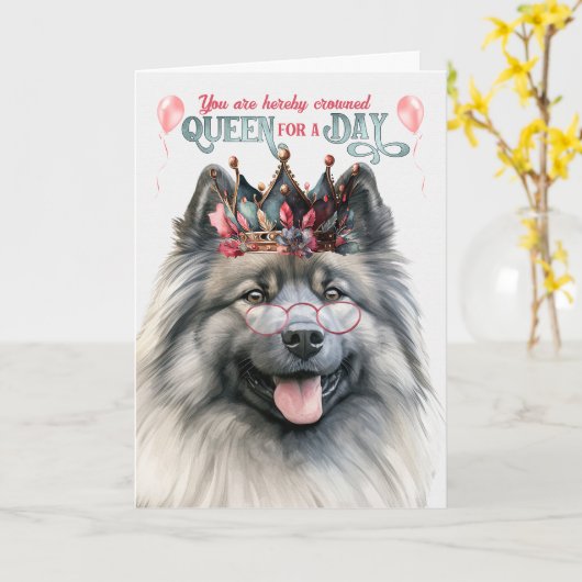 Keeshond Dog Queen Day Funny Birthday Karte (Gelbe Blume)