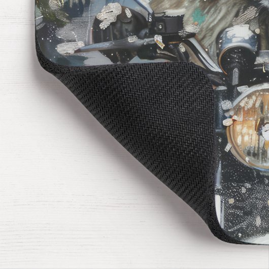 Keeshond Dog Riding Motorrad Weihnachten Mousepad (Ecke)