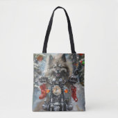 Keeshond Dog Riding Motorrad Weihnachten Tasche (Vorderseite)
