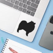 Keeshond Dog Silhouette Keesie Vinyl Sticker (Laptop mit iPhone)