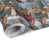 Keeshond Dogs Christmas Snow Holiday Geschenkpapier (Rolleneckpunkt)