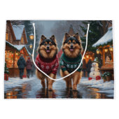 Keeshond Dogs Christmas Snow Holiday Große Geschenktüte (Vorderseite)