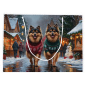 Keeshond Dogs Christmas Snow Holiday Große Geschenktüte (Rückseite)