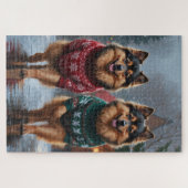 Keeshond Dogs Christmas Snow Holiday Puzzle (Horizontal)