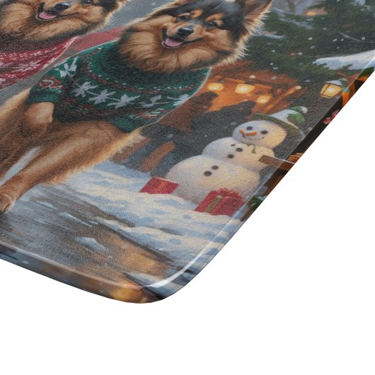 Keeshond Dogs Christmas Snow Holiday Schneidebrett (Ecke)