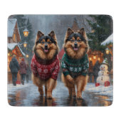 Keeshond Dogs Christmas Snow Holiday Schneidebrett (Vorderseite)