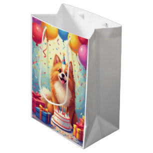 Keeshond Geburtstagsfeier Mittlere Geschenktüte