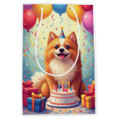 Keeshond Geburtstagsfeier Mittlere Geschenktüte (Vorderseite)
