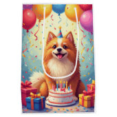 Keeshond Geburtstagsfeier Mittlere Geschenktüte (Rückseite)