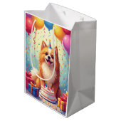 Keeshond Geburtstagsfeier Mittlere Geschenktüte (Rückseite Schrägansicht)