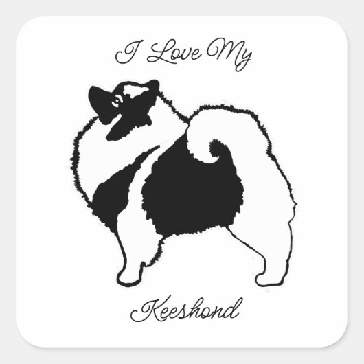 Keeshond Graphics - Niedlich Original Dog Art Squa Quadratischer Aufkleber (Vorderseite)