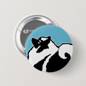 Keeshond Graphics - Niedliche Original Dog Art Button (Vorne & Hinten)