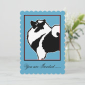 Keeshond Graphics - Niedliche Original Dog Art Einladung (Stehend Vorderseite)