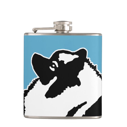 Keeshond Graphics - Niedliche Original Dog Art Flachmann (Vorderseite)
