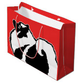 Keeshond Graphics - Niedliche Original Dog Art Große Geschenktüte (Vorderseite Schrägansicht)
