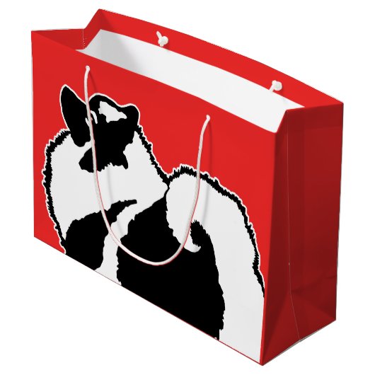 Keeshond Graphics - Niedliche Original Dog Art Große Geschenktüte (Rückseite Schrägansicht)