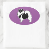 Keeshond Graphics - Niedliche Original Dog Art Ovaler Aufkleber (Tasche)