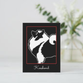 Keeshond Graphics - Niedliche Original Dog Art Postkarte (Stehend Vorderseite)