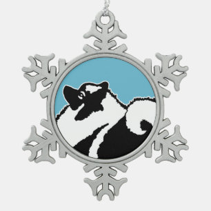 Keeshond Graphics - Niedliche Original Dog Art Schneeflocken Zinn-Ornament