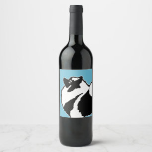 Keeshond Graphics - Niedliche Original Dog Art Weinetikett