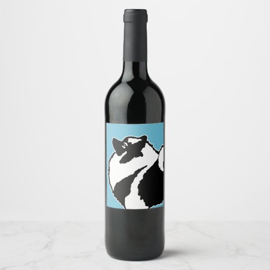 Keeshond Graphics - Niedliche Original Dog Art Weinetikett (Vorderseite)