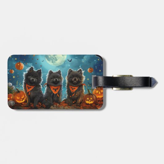 Keeshond Halloween Spooky Gepäckanhänger (Rückseite horizontal)