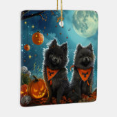 Keeshond Halloween Spooky Keramikornament (Rechts)