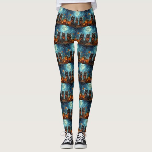 Keeshond Halloween Spooky Leggings (Vorderseite)