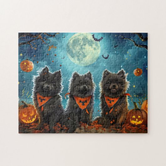 Keeshond Halloween Spooky Puzzle (Horizontal)
