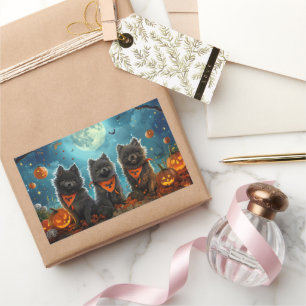 Keeshond Halloween Spooky Rechteckiger Aufkleber