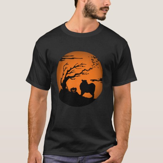 Keeshond Halloween T Shirt (Vorderseite)
