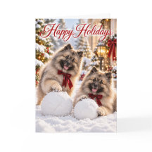Keeshond Happy Holidays Christmas Card
