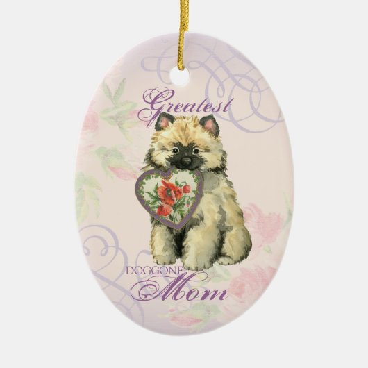 Keeshond Heart Mama Keramik Ornament (Vorne)