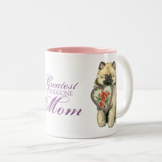 Keeshond Heart Mama Zweifarbige Tasse (VorderseiteRechts)