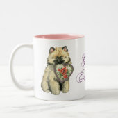 Keeshond Heart Mama Zweifarbige Tasse (Links)