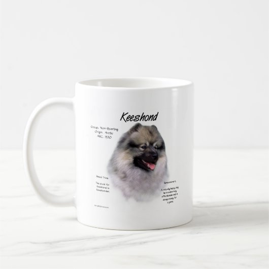 Keeshond History Design Kaffeetasse (Links)