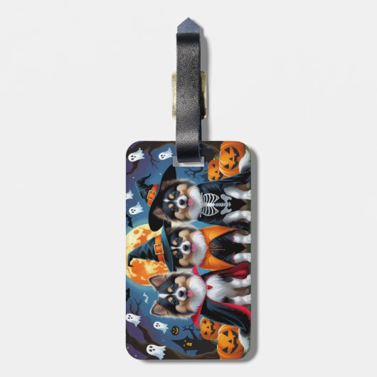 Keeshond Hogs Pumpkin Halloween Funny Gepäckanhänger (Rückseite vertikal)