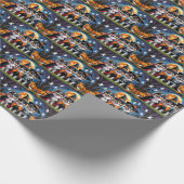 Keeshond Hogs Pumpkin Halloween Funny Geschenkpapier (Ecke)