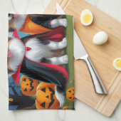 Keeshond Hogs Pumpkin Halloween Funny Geschirrtuch (Viertel Falte)