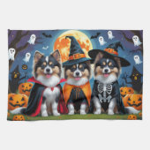 Keeshond Hogs Pumpkin Halloween Funny Geschirrtuch (Horizontal)