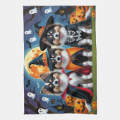 Keeshond Hogs Pumpkin Halloween Funny Geschirrtuch (Vertikal)