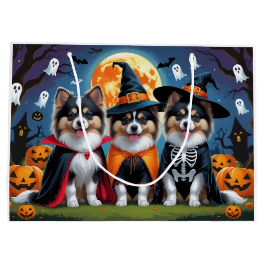 Keeshond Hogs Pumpkin Halloween Funny Große Geschenktüte (Rückseite)
