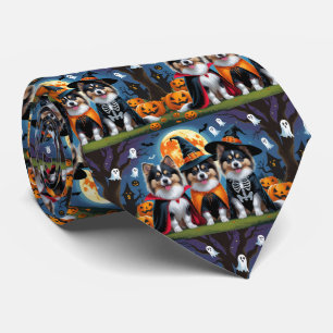Keeshond Hogs Pumpkin Halloween Funny Krawatte