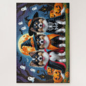 Keeshond Hogs Pumpkin Halloween Funny Puzzle (Vertikal)