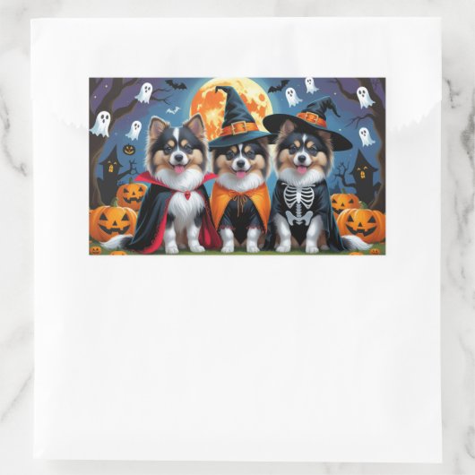 Keeshond Hogs Pumpkin Halloween Funny Rechteckiger Aufkleber (Tasche)