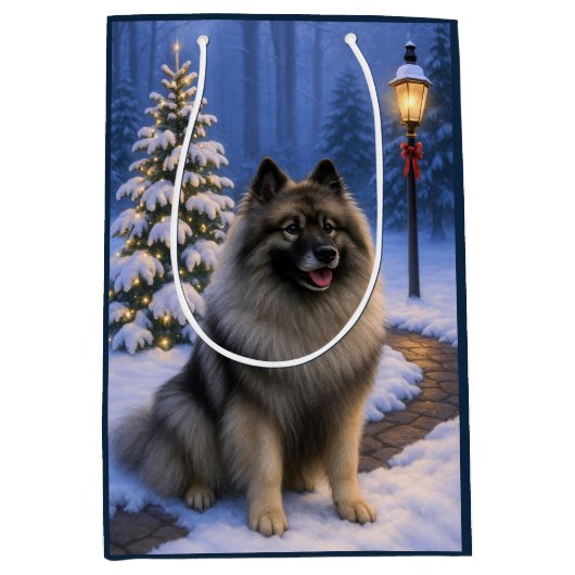 Keeshond Holiday  Mittlere Geschenktüte (Vorderseite)